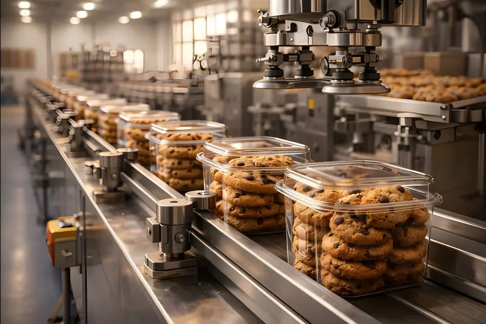Línea de producción automatizada en planta de alimentación"
